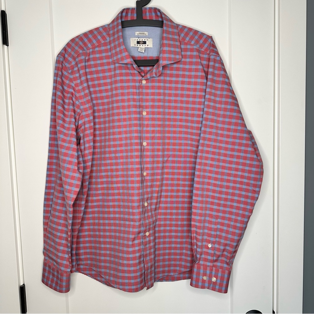 Joseph Abboud Red and Blue Plaid Shirt